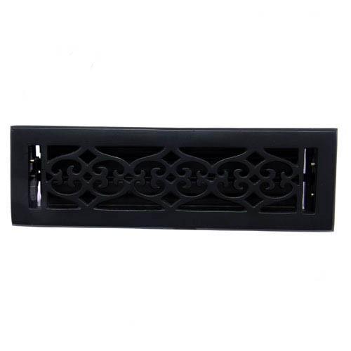 "Flower" Iron Wall Register with Louver - 2-1/4" x 12" (3-7/8" x 13-1/2" Overall)